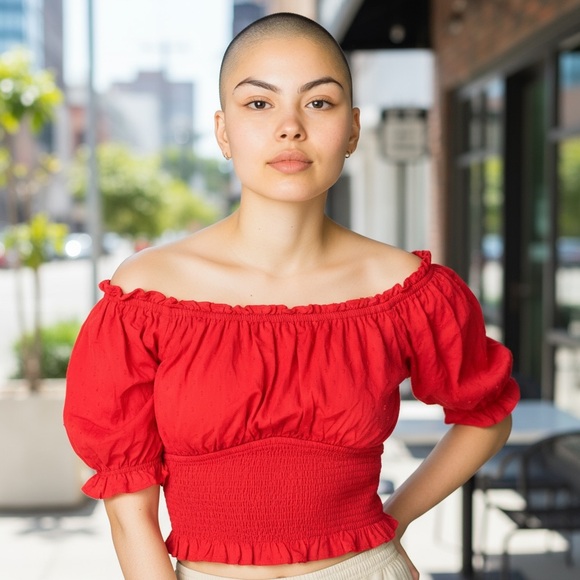 Hollister Tops - Hollister Co. Women's Red Blouse With Puffed Sleeves
